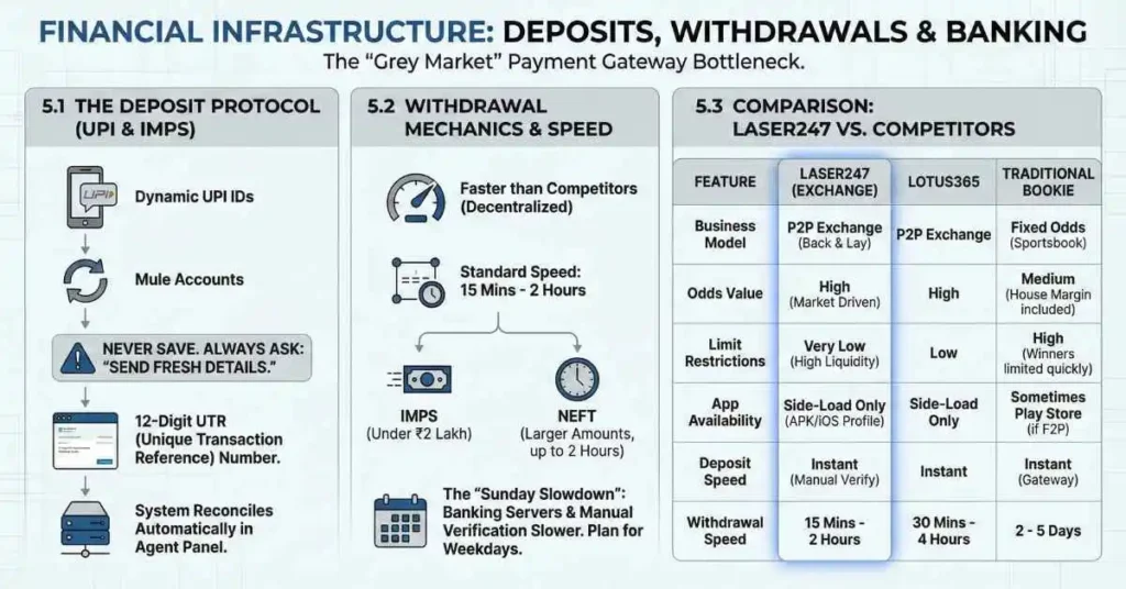Financial Infrastructure Deposits, withdrawls and baking laser247
